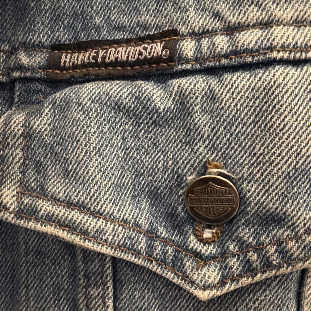 VTG  An American Legend Harley Davidson Denim Sleeveless Jean Vest 3XL XXXL - Picture 2 of 13